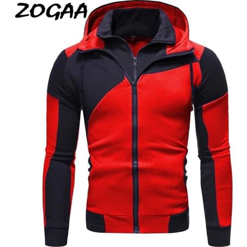 ZOGAA Hoodies Men Hot Mens Sweater Stitching Slim-fit Hooded Cardigan Sweatshirts Casual Thick All-match Large Size Trendy Chic