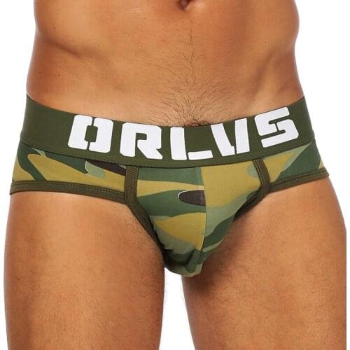 ORLVS Brand 50PC/LOT Wholesale Cotton Men Underpants Sexy Gay Briefs Breathable Mesh Male Panties Comfortable Underpants Briefs