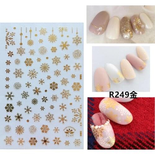 3D Stickers for Nails Self-adhesive Design Lovely Golden Snowflake Nail Art Decorations Decals Foil Wrap Manicure Accessories
