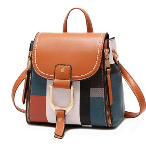New Multi-Function Backpack Purse Women Travel Packs Fashion Panelled Small Shoulder Bag College Style Girls Leather Schoolbag
