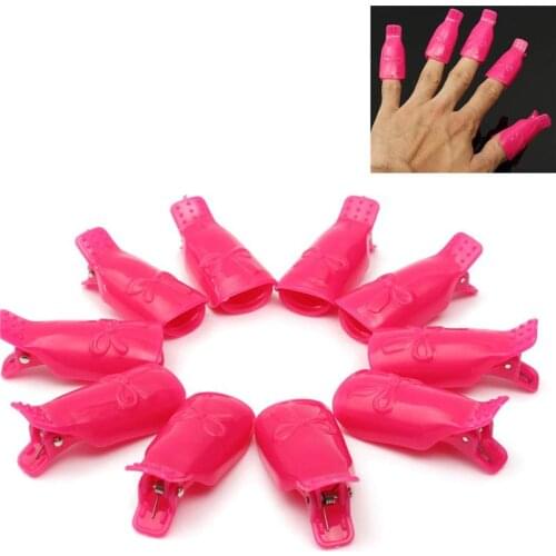 Wholesale 10pcs Wearable Acrylic Nail Art Soak Off Cap Clip UV Gel Polish Remover Rose Gel Nail Polish Remover diagnostic-tool