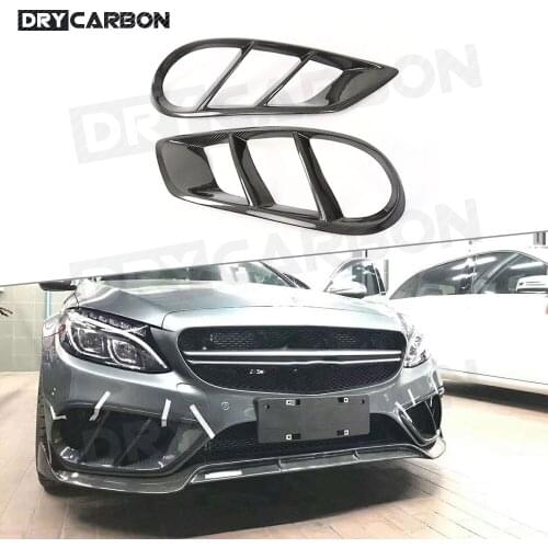 Carbon Fiber Front Bumper Air Vent Outlet For Mercedes Benz C Class W205 C43 AMG C200 Sport 2015-2018 Foglight Mesh Grill Frame