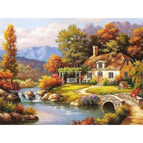 Landscape DIY Cross Stitch 11CT Embroidery Kits Craft Needlework Set Cotton Thread Printed Canvas Home Dropshipping