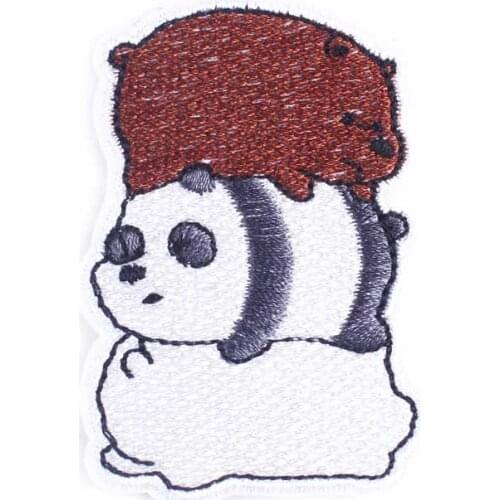 Pulaqi Hippie Panda Patch Punk Embroidered Iron on Patches for Clothing Stickers Stripes For Clothes Applique Washable DIY Badge