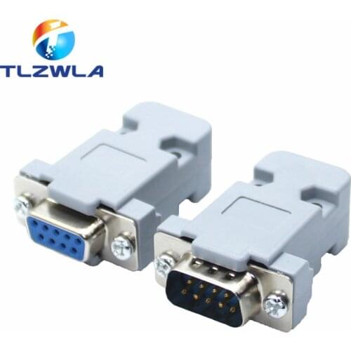 10Pcs RS232 serial port connector DB9 female socket Plug connector 9 Pin copper RS232 COM adapter with Plastic Case DIY