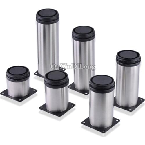 High Quality 12PCS/lot Stainless Steel Adjustable Support Furniture Legs Kitchen Cabinets Sofa Table Bed Leg Feet 6 Sizes