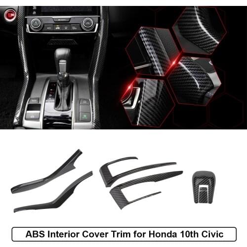 Senzeal ABS Carbon Fiber Car Inner Protective Decoration Frame Cover Trim For Honda 10th Gen Civic 2016 2017 2018 2019 2020