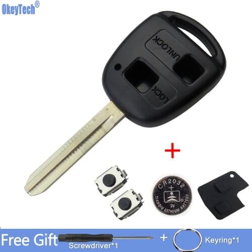 OkeyTech Replacement Remote Car Key Shell Case 2/3 Buttons For Toyota Yaris Prado Tarago Camry Corolla TOY43 Blade Cover Fob