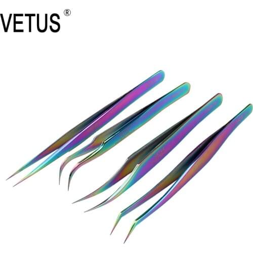 VETUS MCS Series Rainbow Beauty Makeup Tweezers Fantasy Bright Premium Tweezers for Eyelashes Extension