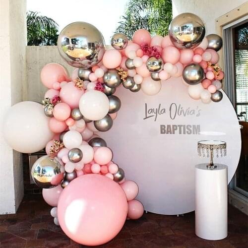 97Pcs Silver Foil Balloon Macaron Pastel Pink Ballons Garland Arch Kit for Wedding Birthday Christmas New Year Party Decor