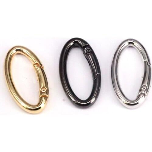 5Pcs, Metal Oval Carabiner Clips, Snap Lock Connector Clasp, Silver, Black, Gold Jewelry Findings
