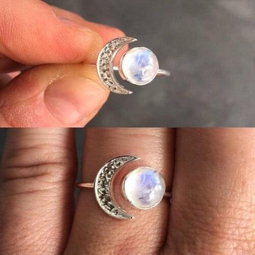 ZHOUYANG Rings For Women Romantic Style Moon & Sun Moonstone Silver Color Open Ring Anniversary Gift Fashion Jewelry KAR288