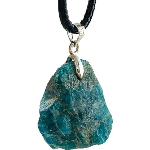 1pc Random Natural Raw Blue Apatite Rough Stone Pendant Necklace Quartz Crystal Mineral Healing Reiki Gift Gemstone Crafts