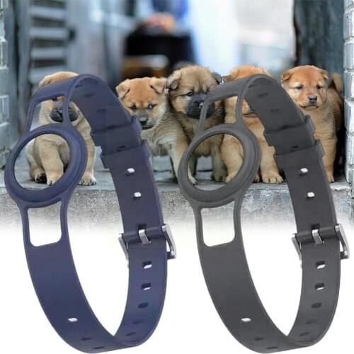 1PC For AirTag Pet Collar Protective Case Anti-Lost Bracelet For AirTags Tracker Wristband Neck Accessories Strap Silicone C6T7