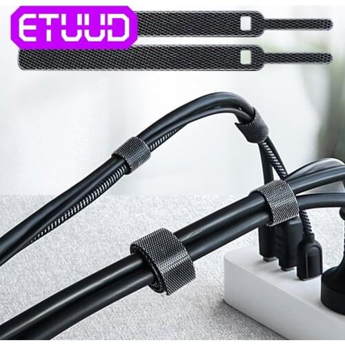 10/20/40/80pcs Nylon Cable Straps Hook and Loop Strap Cable Black Ties PC TV Organizer Length Self-adhesive Reusable Cord Tidy