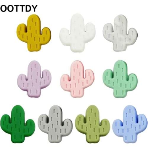 10 Pcs BPA Free Food Grade Silicone Soother Molar BeadsNewborn Infants Toddler Teething Toy Cactus Baby Teether