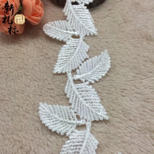 15Yards 5cm White Embroidery Flower Leaf Lace Trim Ribbons DIY Fabric Garment Wedding Sewing Accessories Black Guipure Patchwork