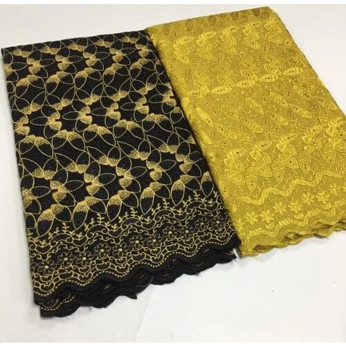 2.5+2.5yards Latest 2021 High Quality African Nigerian Dry Lace Fabric Swiss Cotton Damask Guipure Lace Fabric Swiss Voile Lace