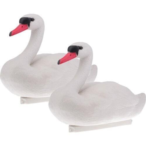 2 Pieces Floating Swan Decoy for Hunting Fishing Garden Decors Pest Scarer Realistic Ornament
