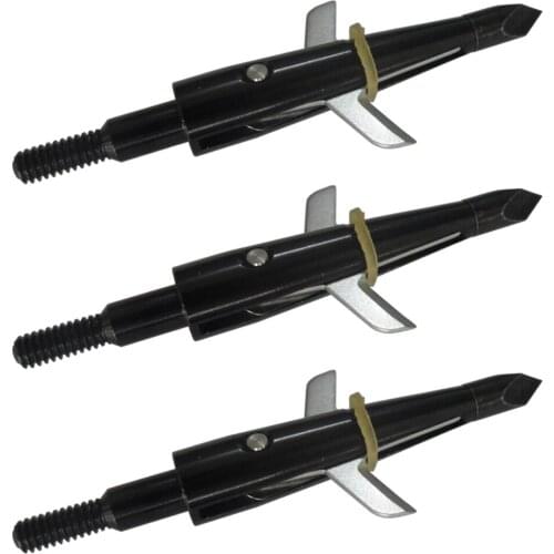 3Pcs Black Swhacker Broadhead 2 Blade 100Grain 1.75"Cut Screw on/off Tips for Carbon/Fiberglass/Aluminum Arrows Hunting