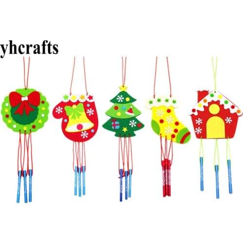 5PC/LOT.5 design choose DIY unfinished wind chime craft kits Xmas aeolian bells Kindergarten Pocket crafts Early learning toys