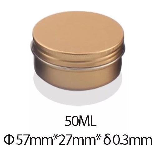 50pcs 57*27mm 50ml Gold Aluminium Jars Tin Pot Nail Art Makeup Lip Gloss Liquid Cream Cosmetic Container Screw Lip Tin Jars Box