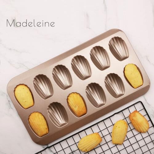 12 Cup Madeleine Baking Tray Nonstick Carbon Steel Baking Mould Shell Shaped Mini Cake Mold Cookie Biscuit Muffin Pan Bakeware