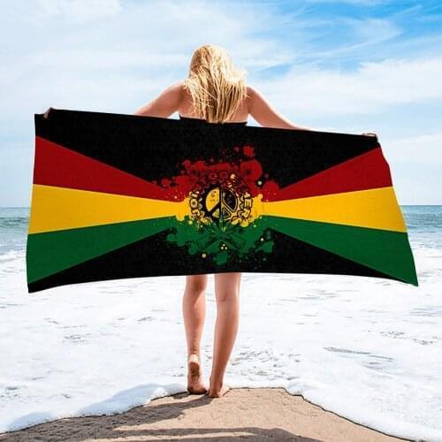 Surf Poncho Bath Towel Classic Jamaica Flag Pattern Bathroom Microfiber Beach Towel Rectangle Yoga Mat 75cmx150cm Swimming Towel