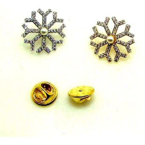 20mm CZ pearl new design snowflake charm lapel pin brooch fashion ornament jewelry accessories free shipping