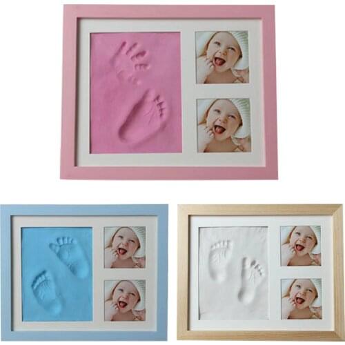 Baby Hand&Foot Print Hands Feet Mold Maker Bebe Baby Photo Frame With Cover Fingerprint Mud Set Baby Growth Memorial Gift