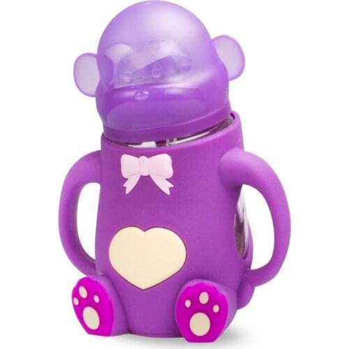Baby Silicone Pacifier Bottle Infant Wide Mouth Glass Bottle Kids' Anti-drop Bottle Newborn Training Drinking Cups With Handle