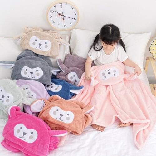 Children Bath Towel Coral Velvet Hooded Cape Kid 3D Cartoon Bathrobe Super Absorbent Boys And Girls Cape