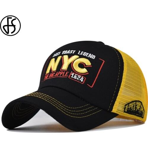 FS 2021 Autumn New York City Trucker Hat With Mesh High Quality Breathable Yellow Baseball Cap For Men Women Face Caps Casquette