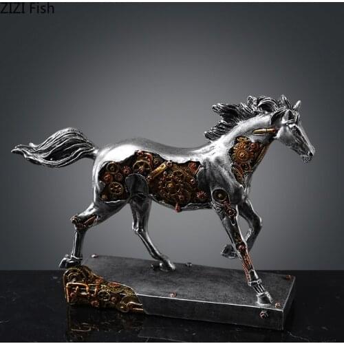 Imitation Mechanical Horse Ornaments Science Fiction Statue Resin Figurines Modern Decor Crafts Sculpture Living Room Decoration