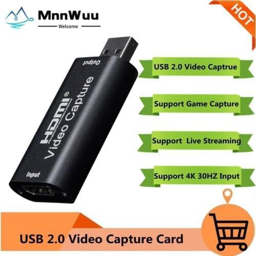HDMI Video Capture Card USB 2.0 HDMI Video Grabber Box for PS4 Game DVD Camcorder Camera Record Video Card Live Streaming