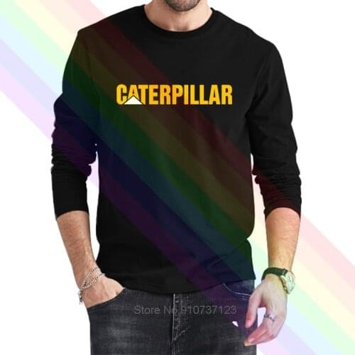 Vintage Caterpillar Logo Classic Black T-Shirt 2021 Newest Summer Mens Long Sleeve Popular Tee Shirt Tops Novel Unisex