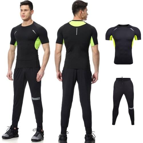 Fitness Set Mens 2 Piece Gym Sets Loose Type Pants Sport Suits Running Training Jogging Sets Tracksuits Sportwear Training Suits