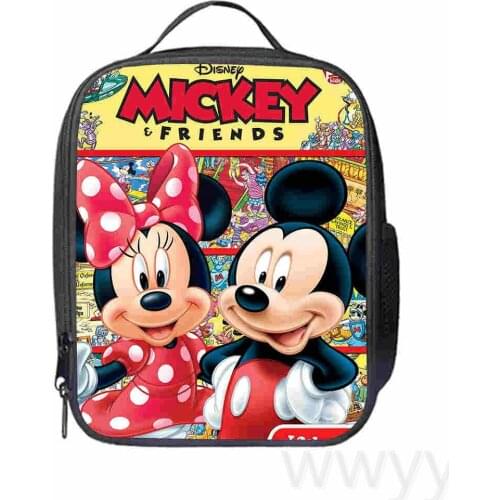 Disney Mickey Lunch Box Cartoon Shoulder Bag Portable Lunch Box bento Bag Outdoor Meal Bags For Women Kids bag