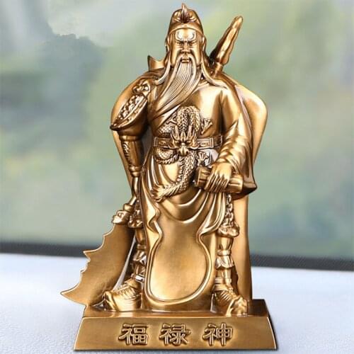 Metal Guan Yu sculpture statue Alloy material God of War Guan Gong Lucky Buddha Statue High-quality home car decoration statue