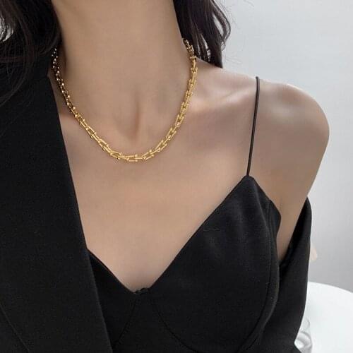 Minar Minimalist Chunky Chains Necklaces for Women 2021 Gold Silver Color Metal Hollow Linked Chokers Necklace Statement Jewelry