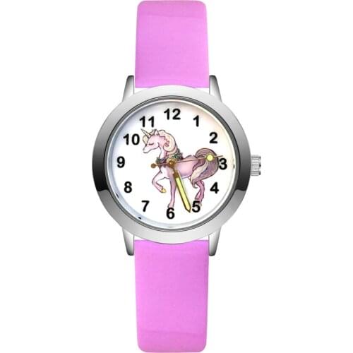 Fashion Cartoon pretty Unicorn horse style Childrens Watches Kids Student Girls Boys Quartz leather Wrist Watch clock JA167