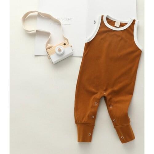 Fashion Baby Cotton Solid Pattern Jumpsuit Bodysuit Sleeveless Boys Girls Playsuit Cotton Dinosaurs Jumpsuit