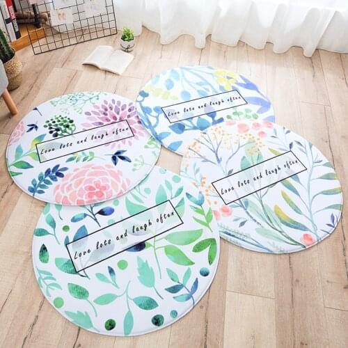 Fashion Round Brief Plant series Pink Grey Decorative Carpet Chair Baby Crawl Pad Door Mat Parlor Living Room Area Rug