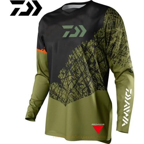 DAIWA Men Fishing T Shirt Breathable Quick-drying Jersey Long Sleeve Fishing Clothes Uv Protection Moisture Fishing Clothing