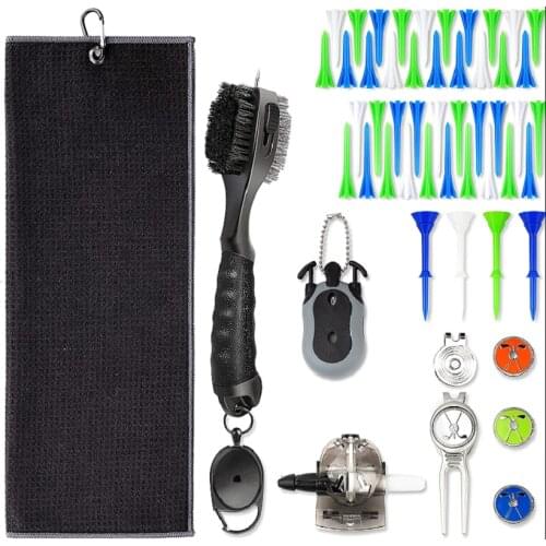 Deluxe Golf Accessories Set (10 in 1) | Come Golf Brush,Golf Towel,Divot Tool,Ball Liner,Score Counter,Golf Tees,Cap Clip and Ba