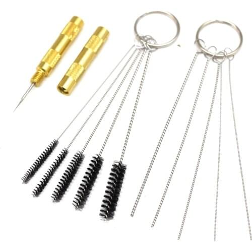 11pcs Airbrush Spray Gun Nozzle Cleaning Repair Tool Kit Needle & Brush Set