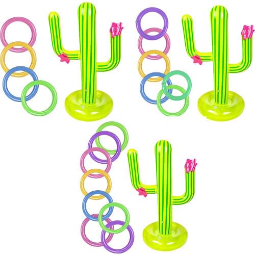 Inflatable Cross Ring Toss Game Swimming Pool Fun Toys Summer Water Beach Party Props Plaything Air Mattress with 4 Circles