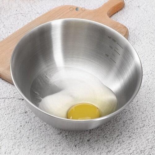 304 Stainless Steel Non-slip Egg Bowl with Water Line Pouring Nozzle Salad Mixing Bowl Kitchen Baking Storage Bowls Tableware