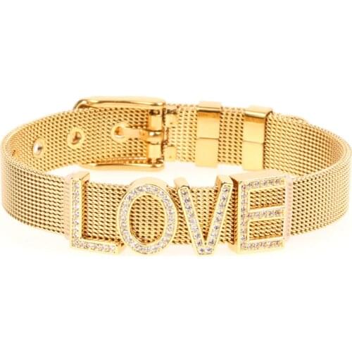 2019 New Arrival Fashion Cubic Zirconia Bracelet For Girlfriend Birthday Gift Stainless Steel Watchband Bangles Drop Shipping