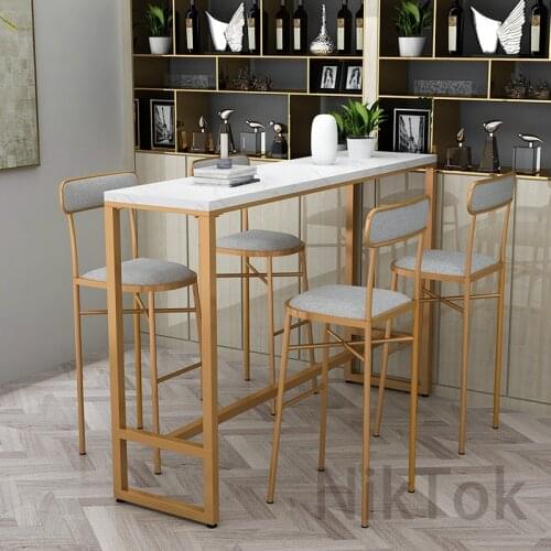 Nordic New Bar Stools Wrought Iron Bar Chair Golden Household High Stool Modern Dining Chair Bar Back Cotton Chair L